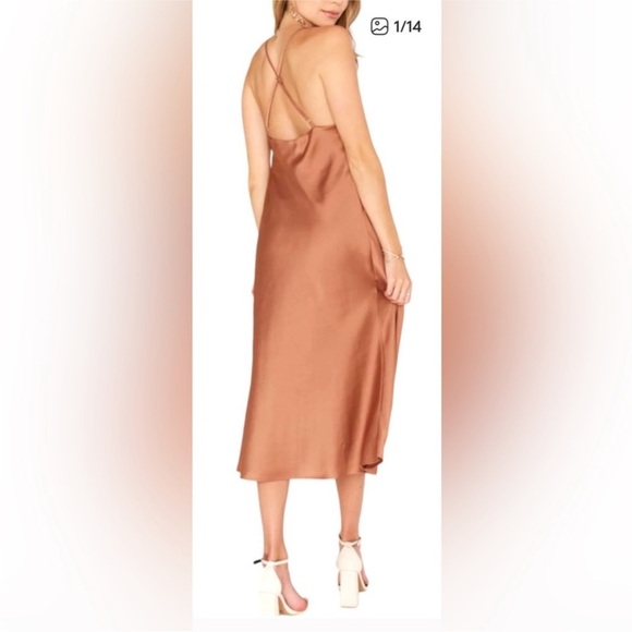 NWT SHOW ME YOUR MUMU - Verona Cowl Dress color: copper luxe satin size:… - Picture 5 of 5